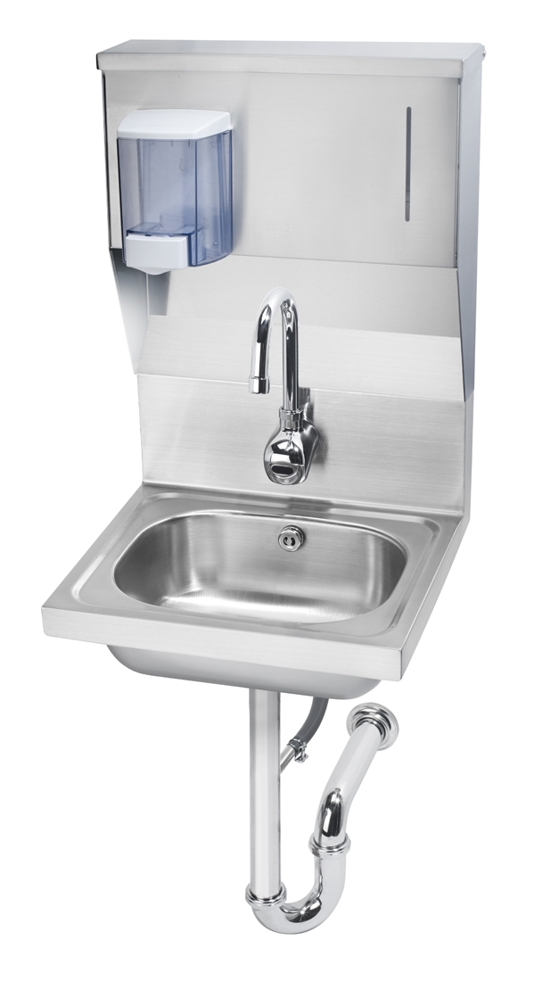 16"W Hand Sink with Single Hole Electronic Sensor Faucet, Soap & Towel