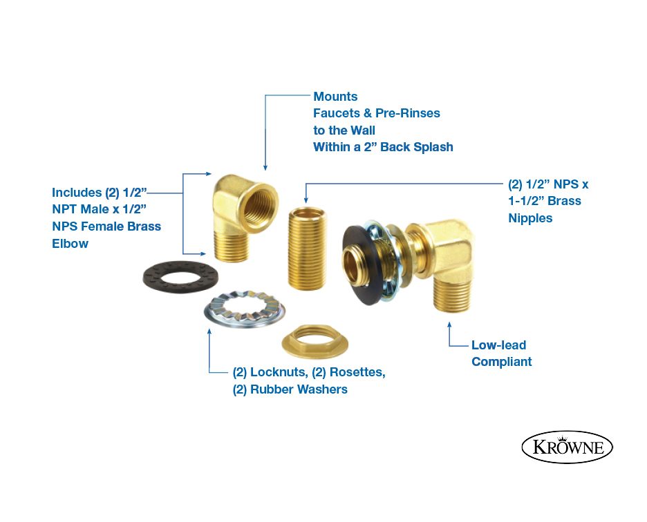 Royal Series Wall Mounting Kit for Wall Mount Faucets & PreRinse Units