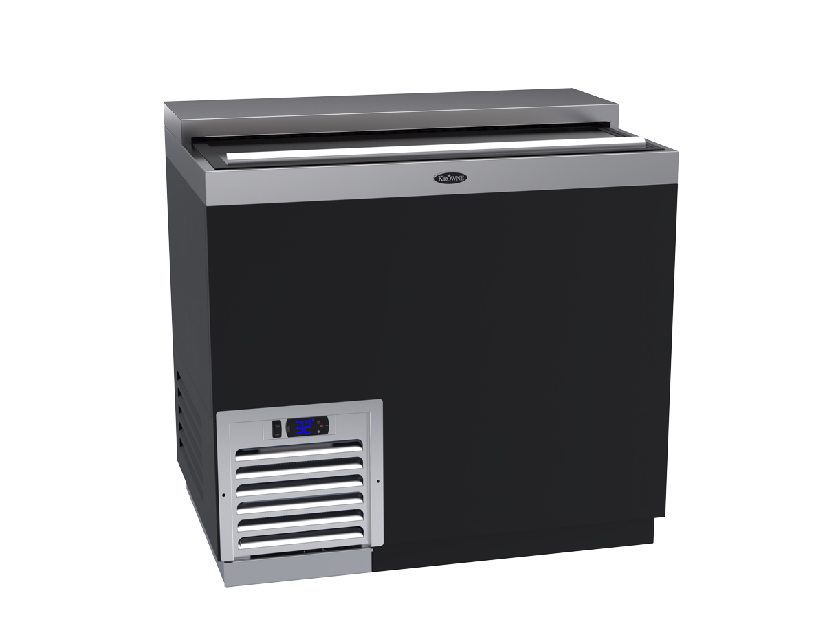 36" Black Vinyl Slide Top Bottle Cooler Krowne