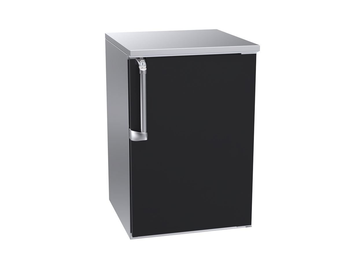 24" OneDoor Backbar Dry Storage Black Vinyl Doors, Stainless