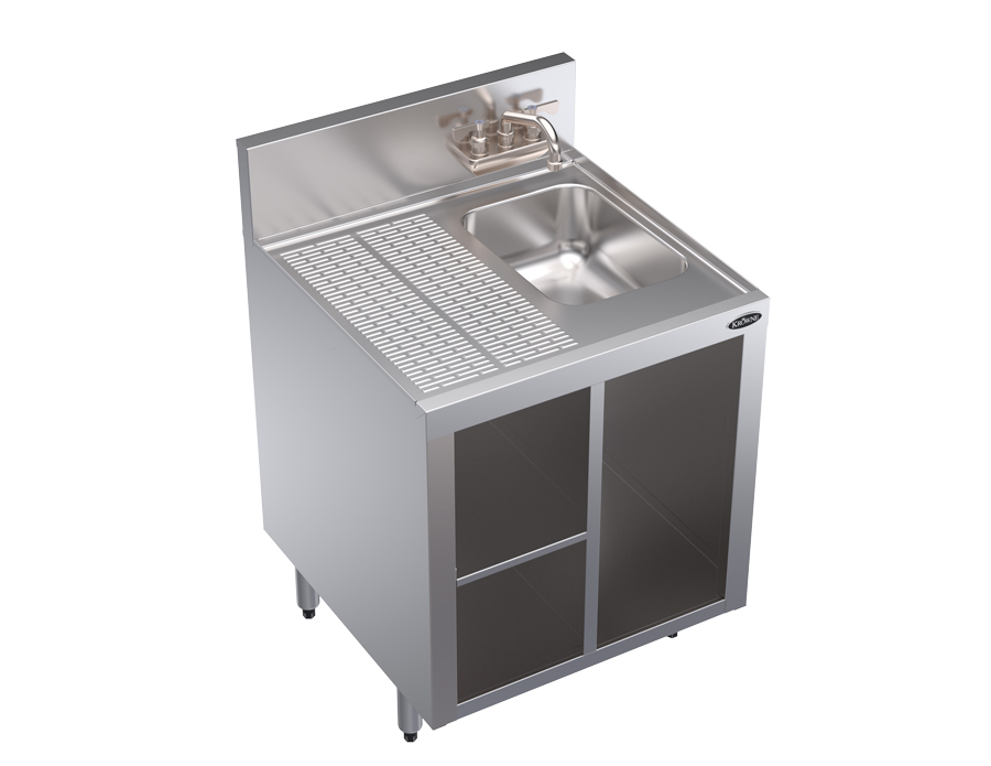 Royal Series 24"L x 24"D Glass Storage with Right Side Sink