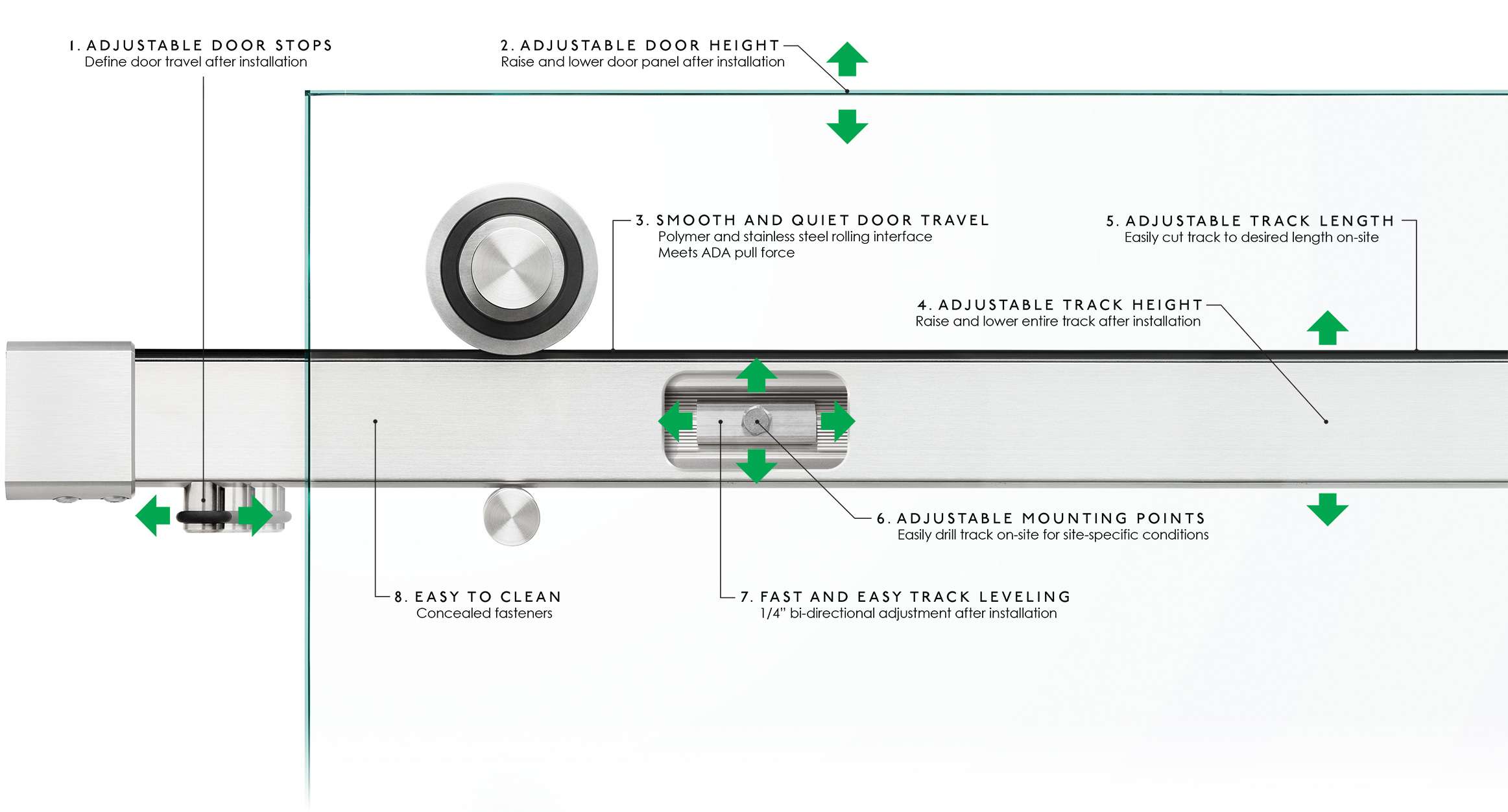 Frameless Sliding Glass Door Hardware for Showers Krownlab®