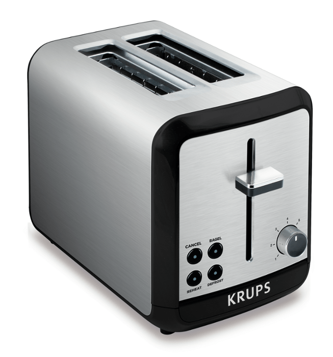GRILLEPAIN SAVOY NOIR ET EN ACIER INOXYDABLE À 2 FENTES TOASTER KRUPS