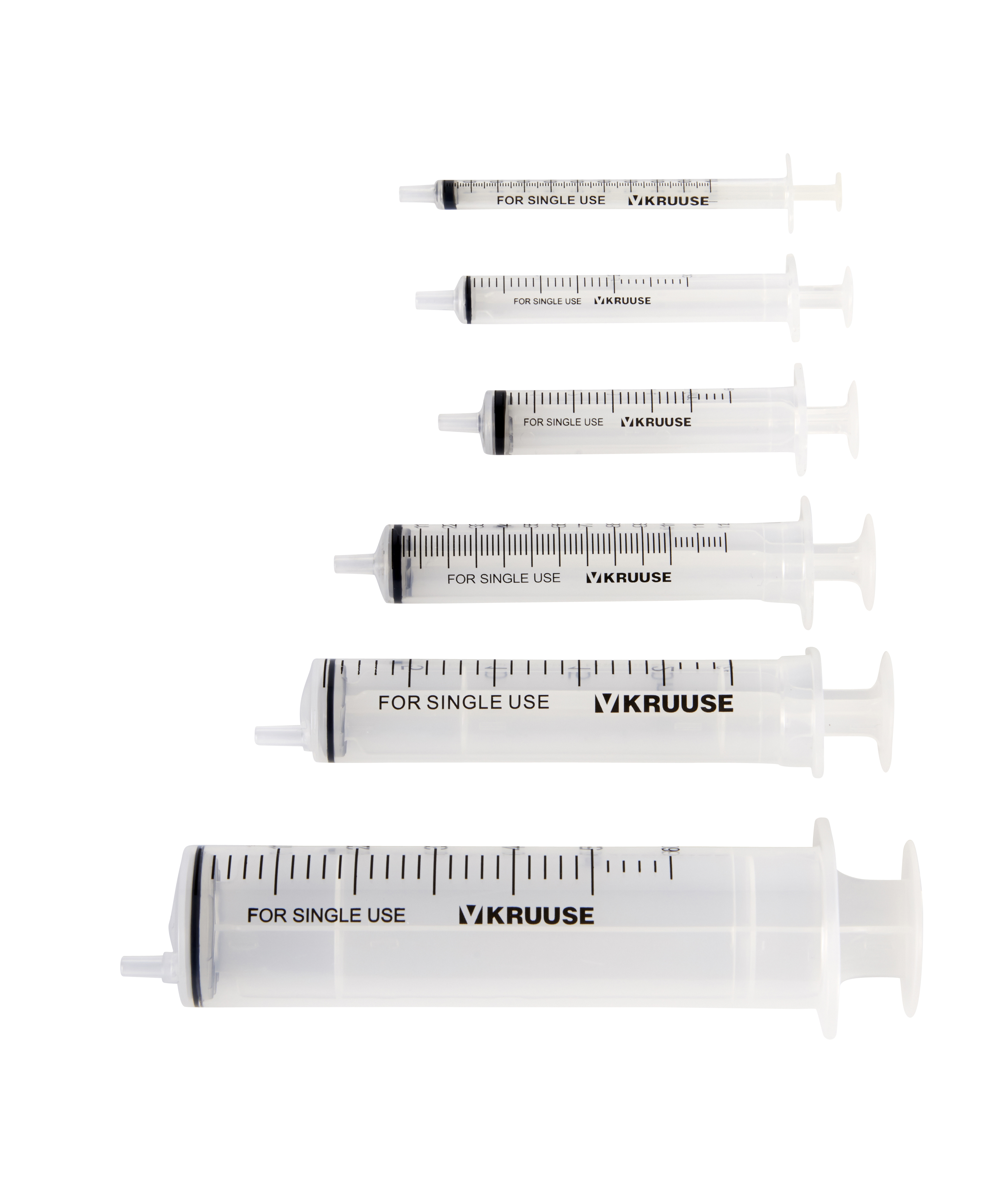 KRUUSE Disposable Syringe With Silicone Oring, center nozzle, 3 comp