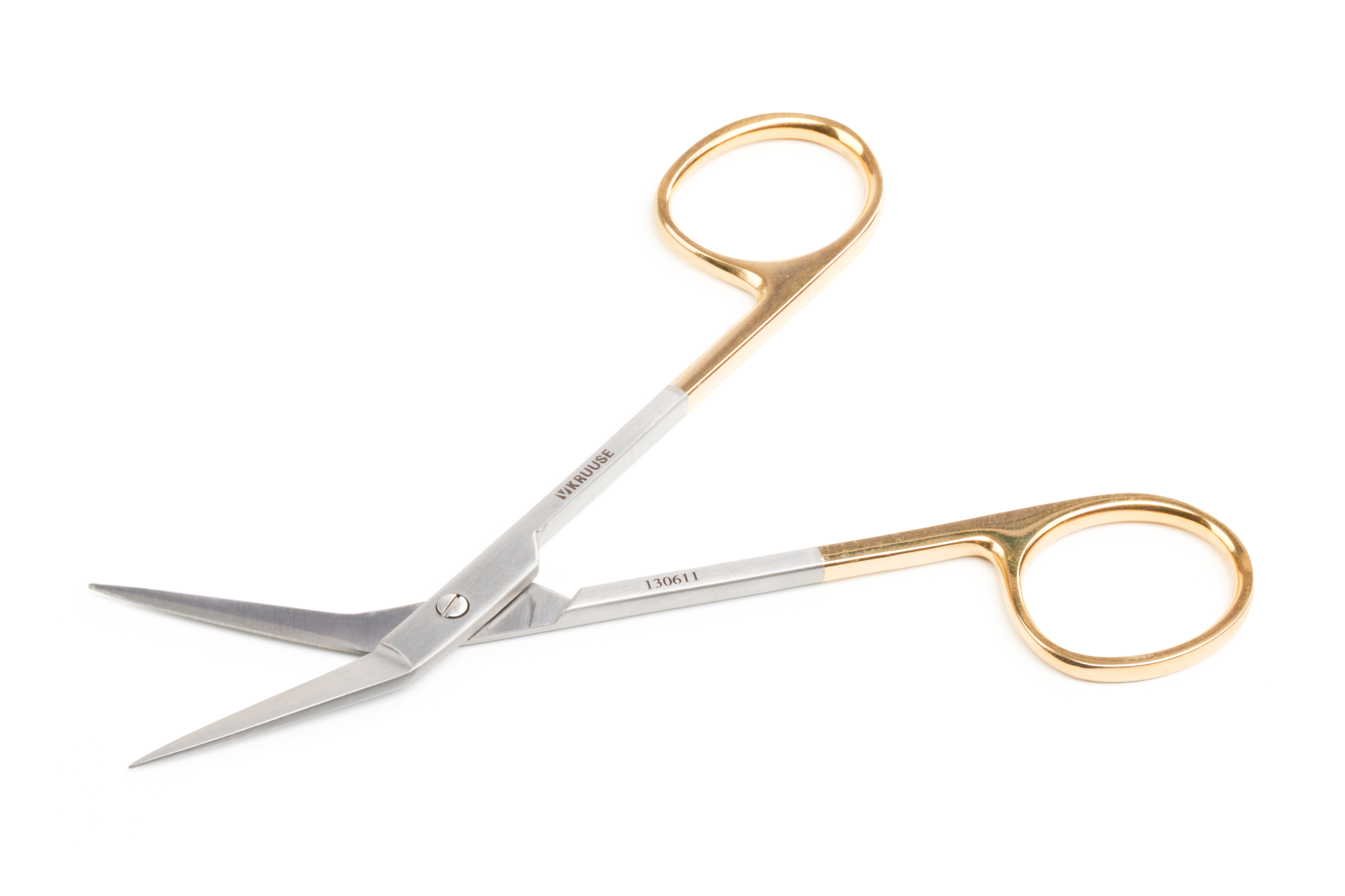 KRUUSE TC Gold Iris Angular Gum Scissors, 13 cm / 5.1", sharp/sharp, side curved