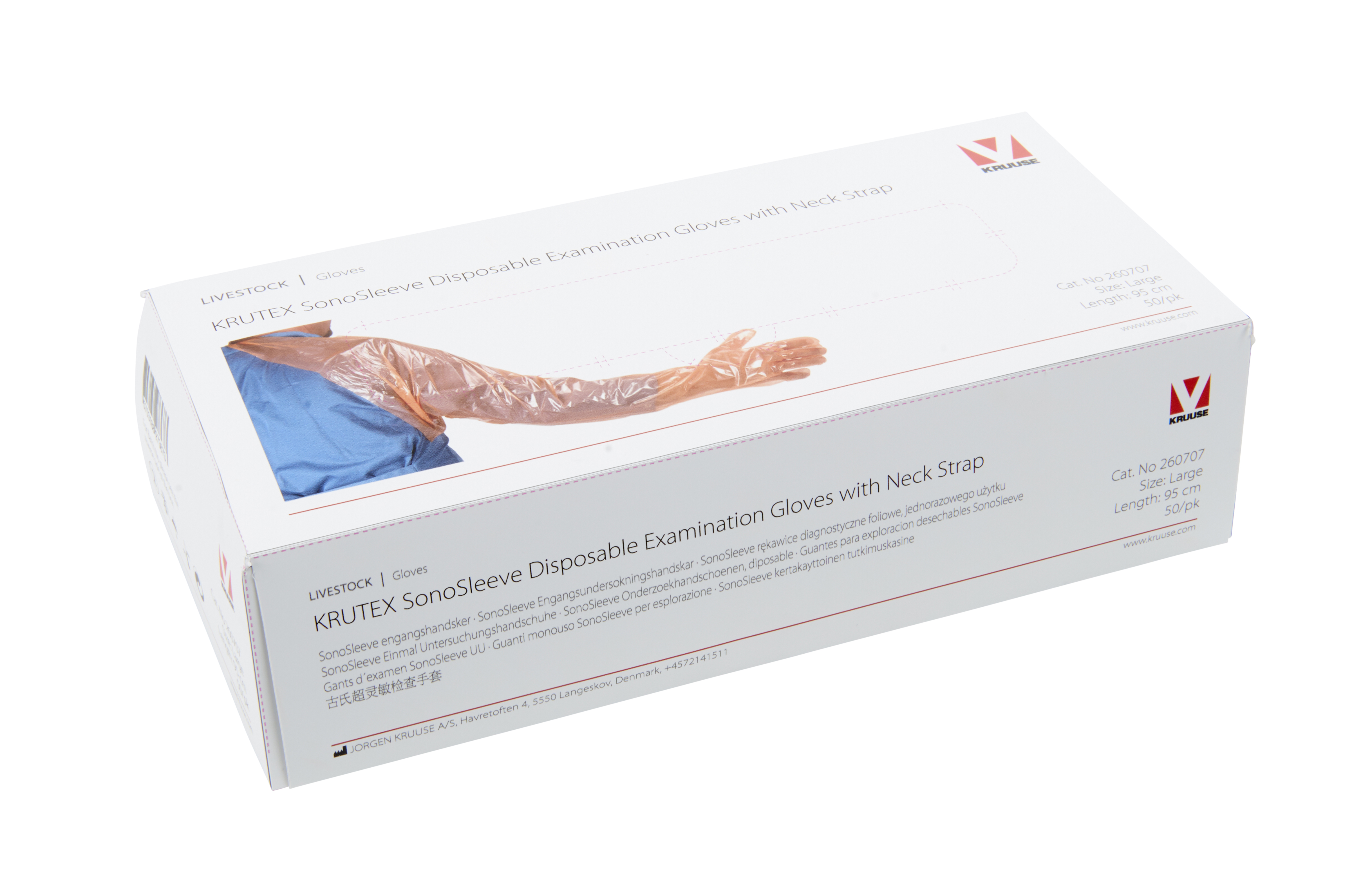 KRUTEX SonoSleeve examination glove with shoulder protector, L, 50/pk