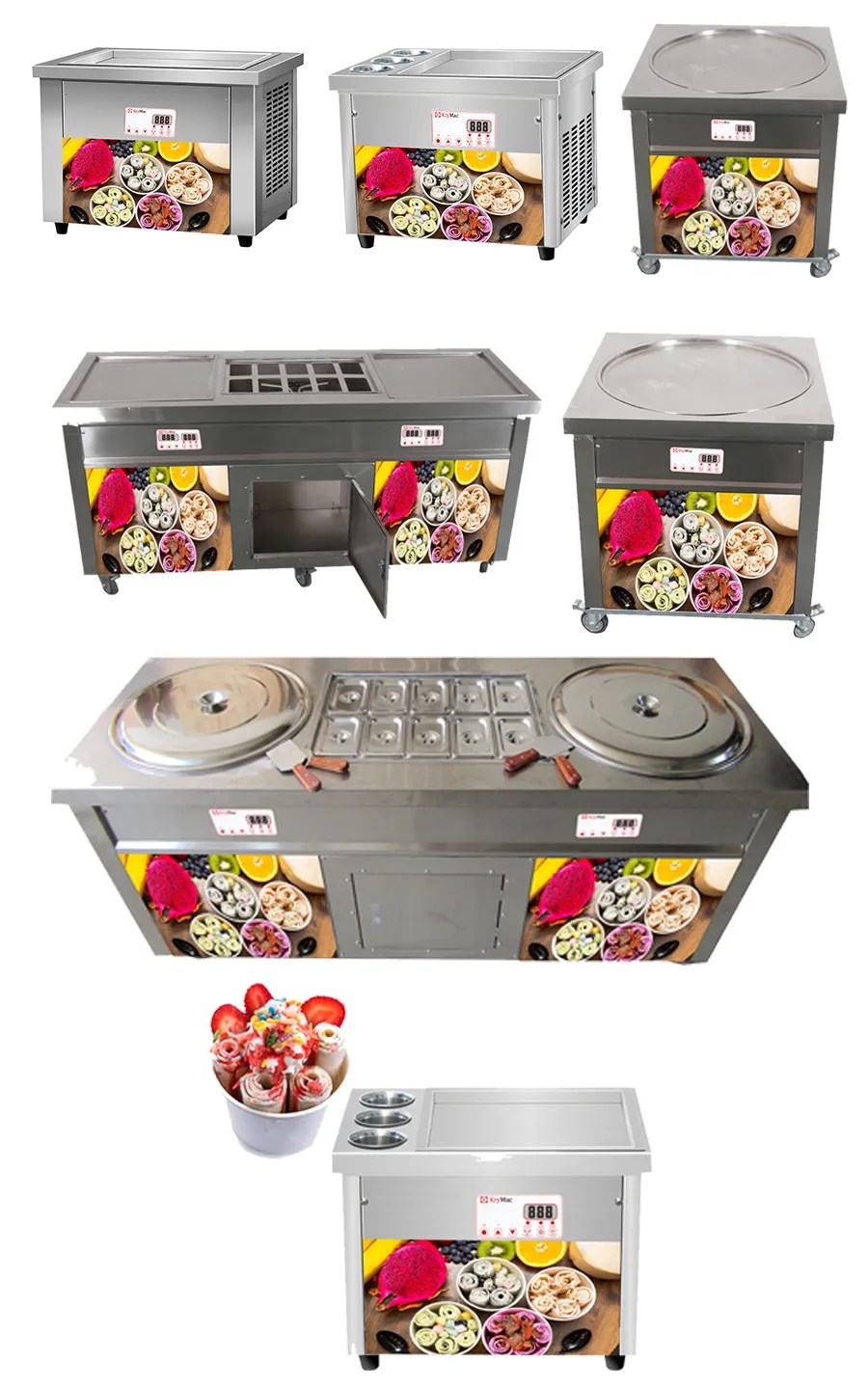 RIC600A Rolled Ice Cream Machine Round or Square Single Pan 6