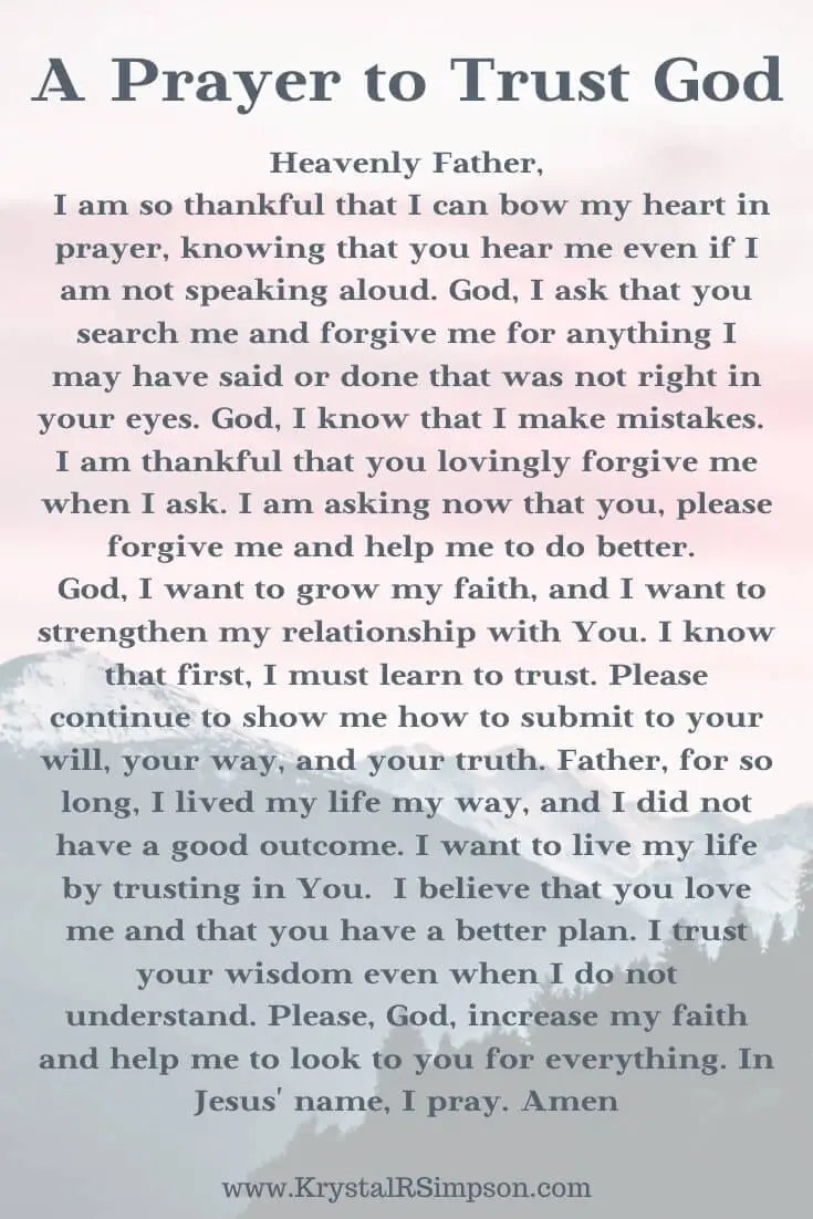 A prayer to trust God