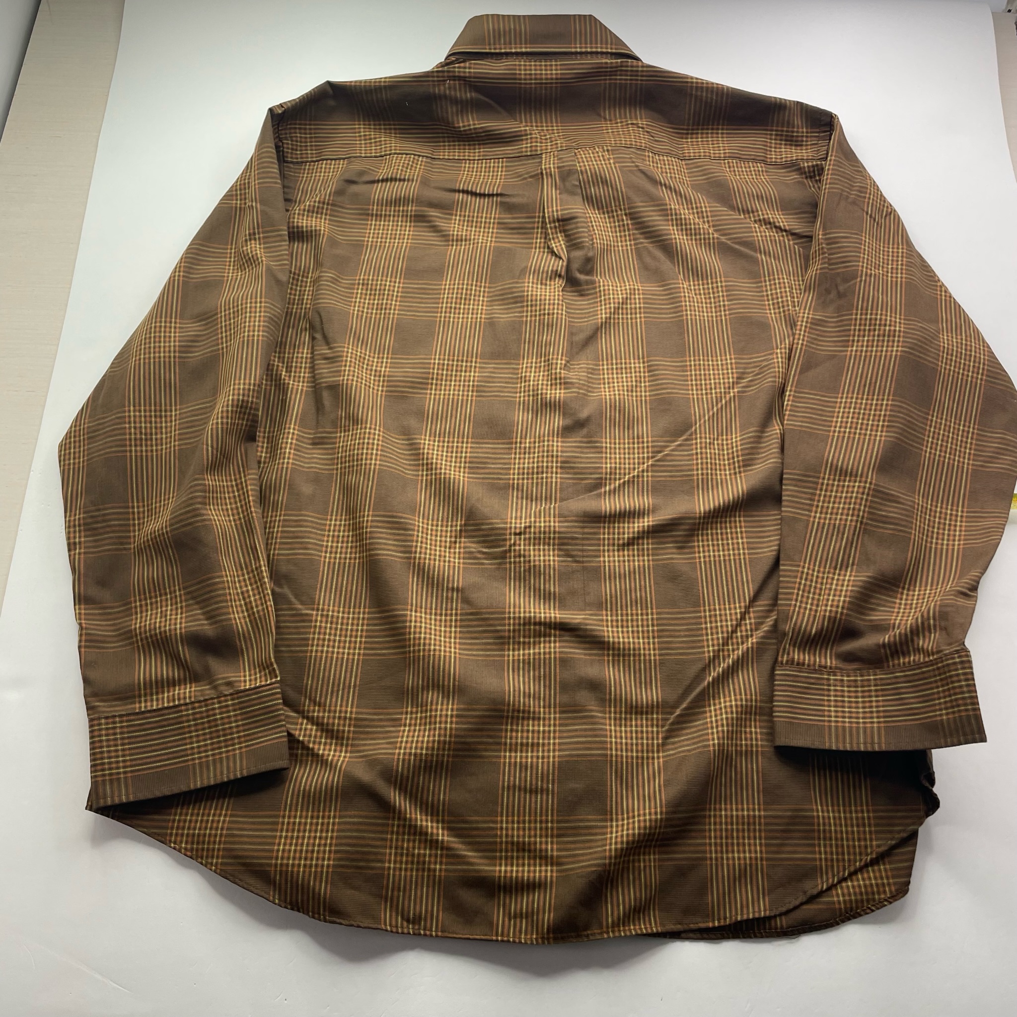 Van Heusen No Iron Men's Size XXL Brown Striped Long Sleeve Dress Shirt