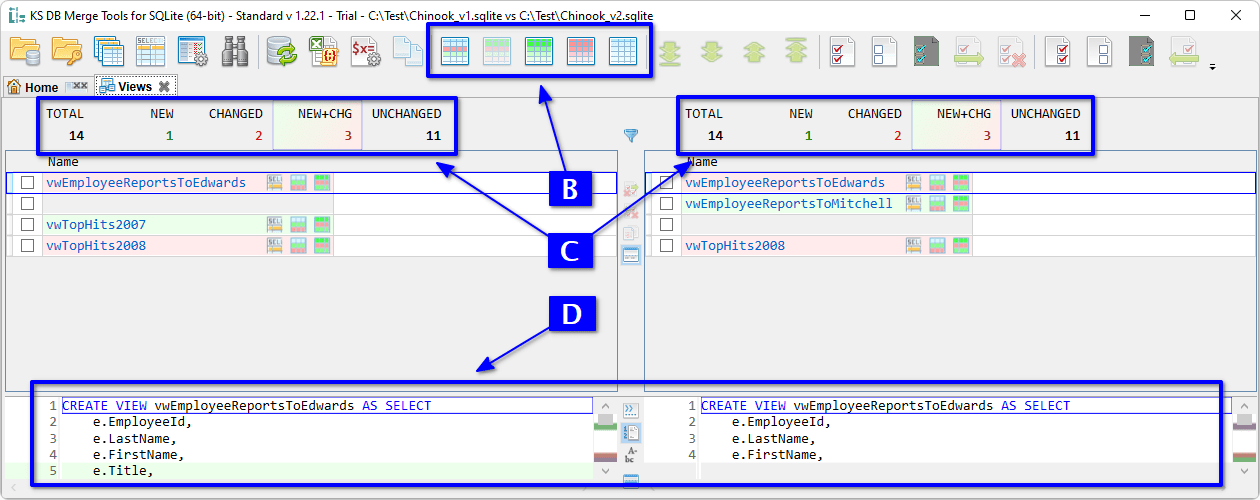 KS DB Merge Tools for SQLite Use Cases Merge schema (nontables)