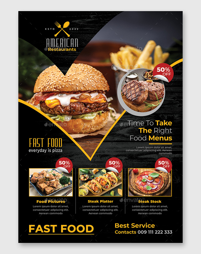 Creative Restaurant Menu Template PSD ksioks