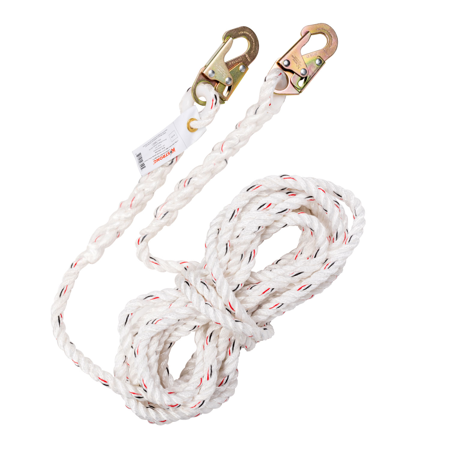 KStrong® 200 ft. Vertical White Polydac Rope Lifeline with Snap Hooks