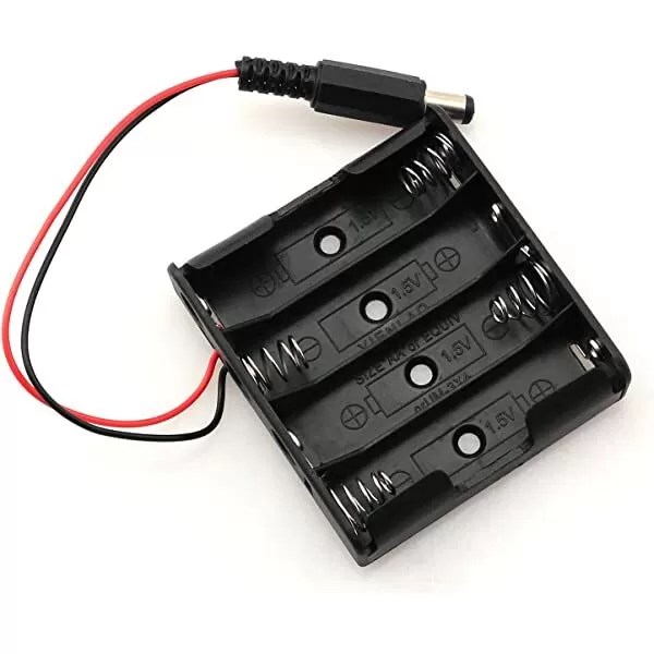 Four 4 AA Battery holder with DC jack Ktechnics Systems