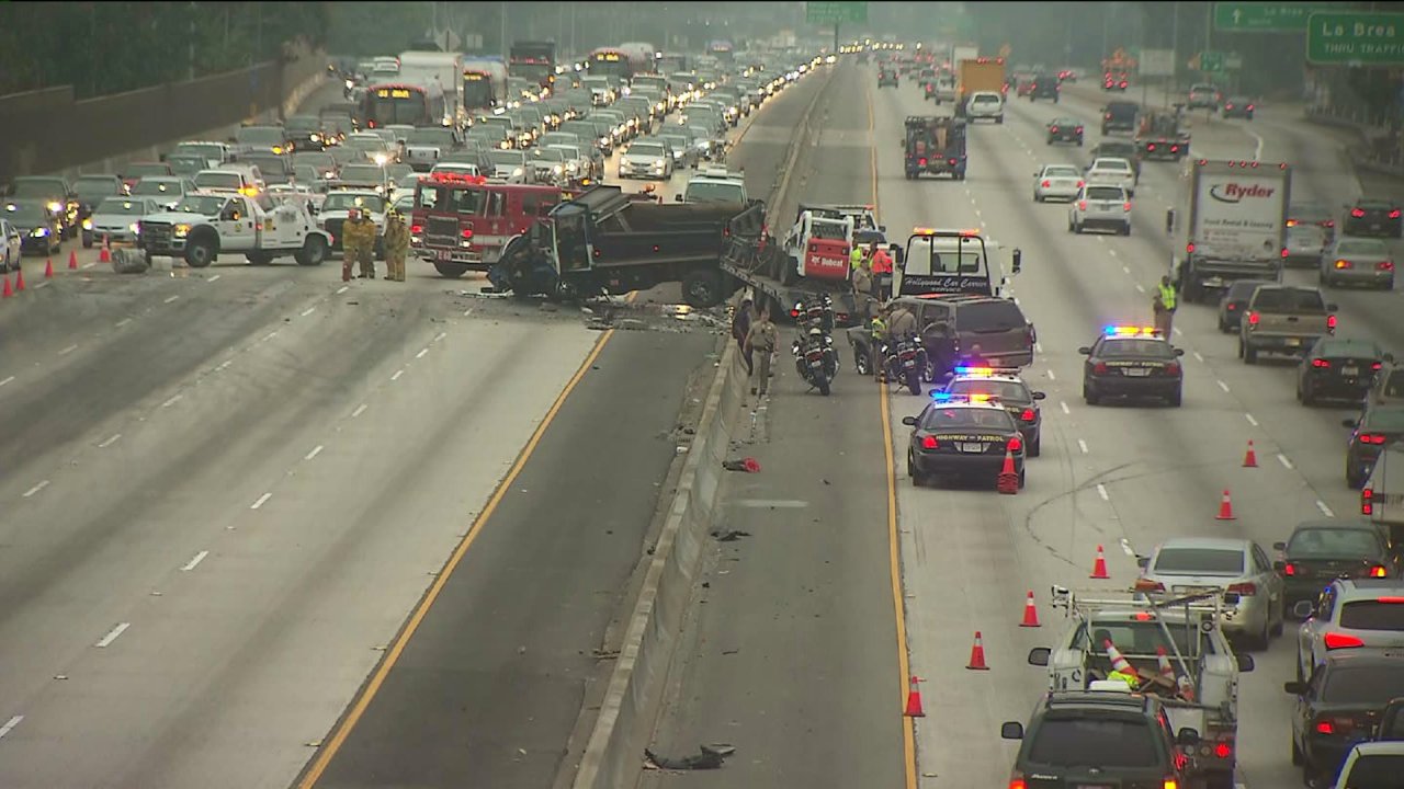 Traffic Snarled After Crash Closes Portion of 10 Freeway in MidCity KTLA
