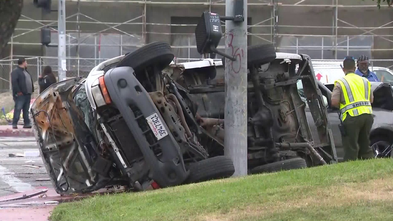 3 Injured After Pursuit of Stolen Vehicle Ends in Compton Crash LASD