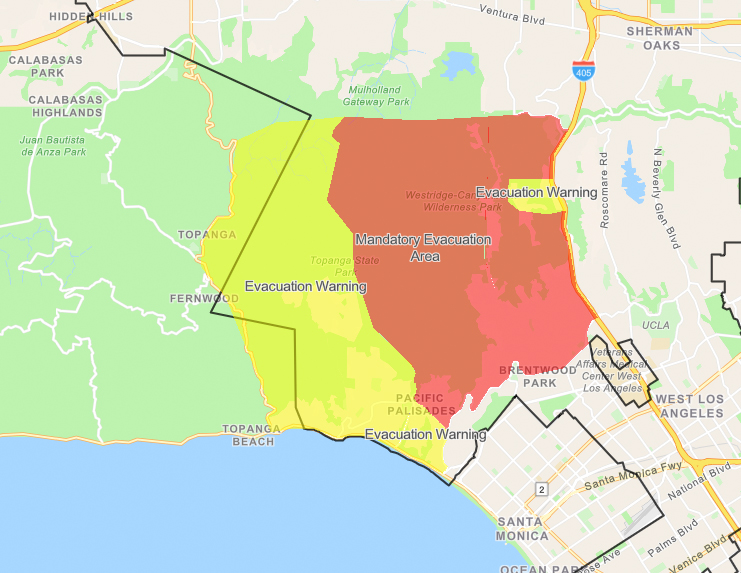 Los Angeles Fire Evacuation Map