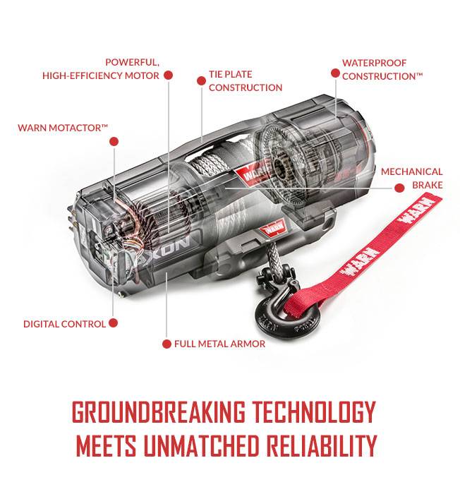 Warn AXON 45 POWERSPORT WINCH, 4500 lbs (Cable)