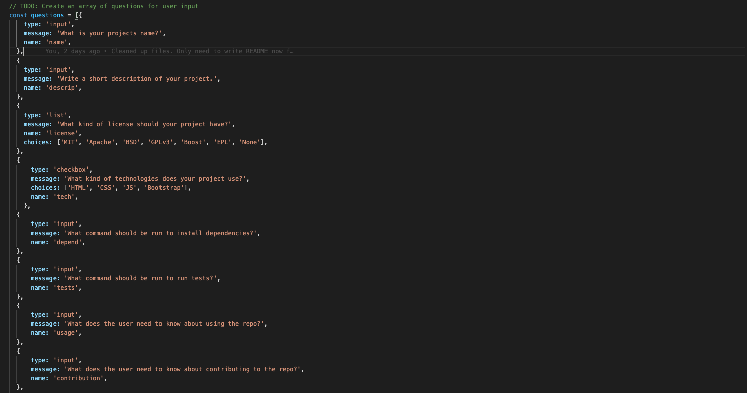 README_Generator README Generator utilizing Node.js