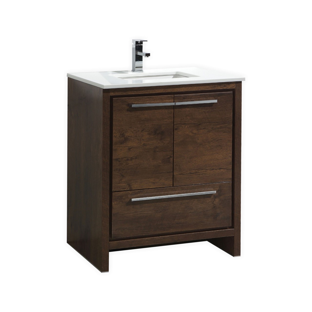KubeBath Dolce 30″ Rose Wood Modern Bathroom Vanity