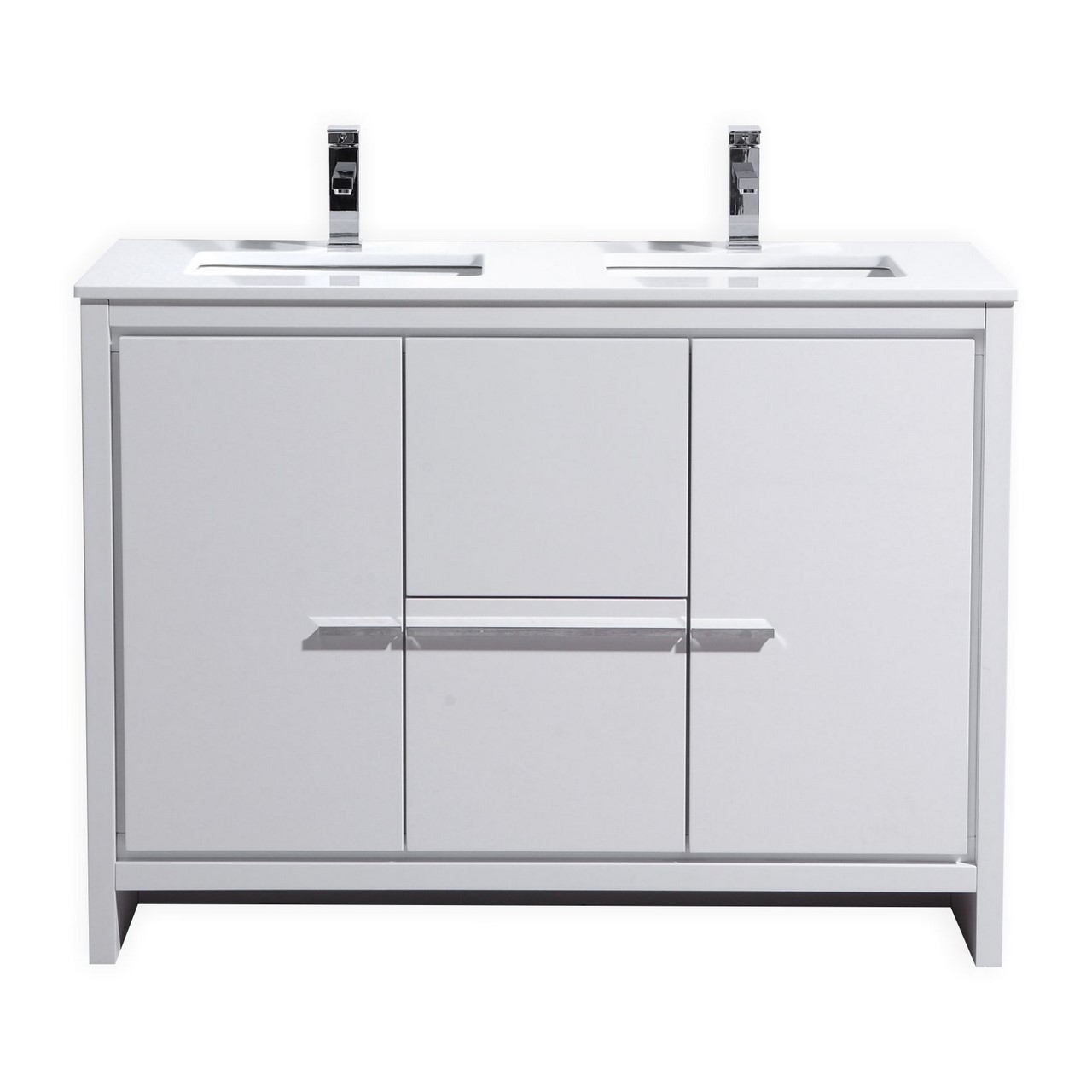 KubeBath Dolce 48″ Double Sink High Gloss White