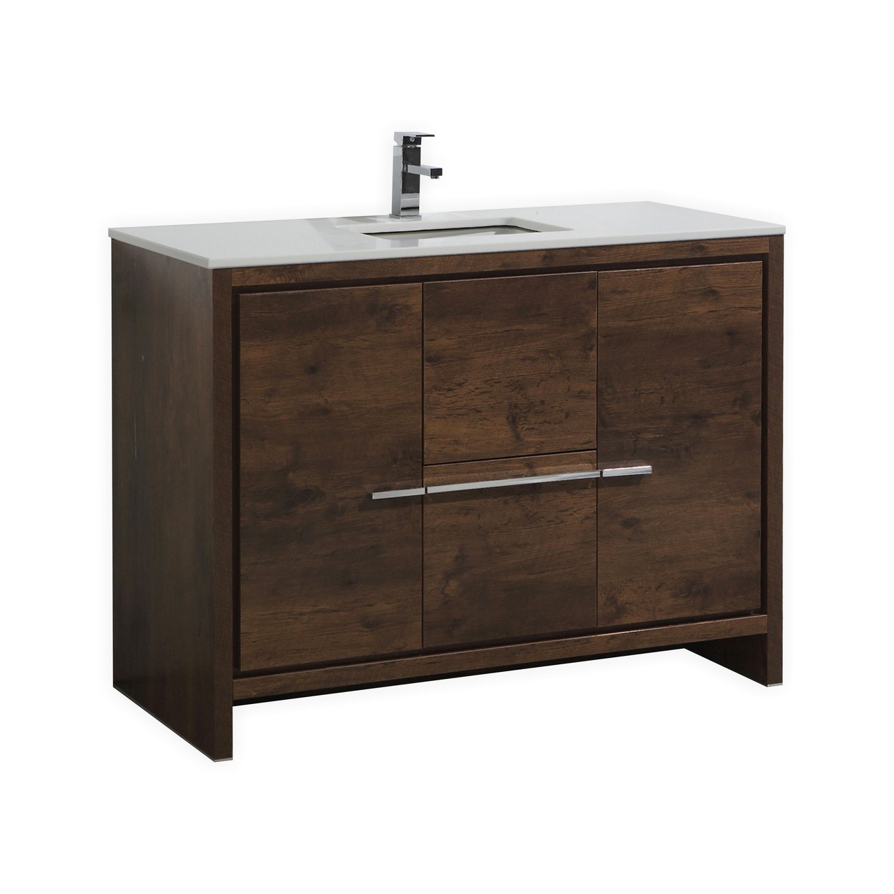 KubeBath Dolce 48″ Rose Wood Modern Bathroom Vanity