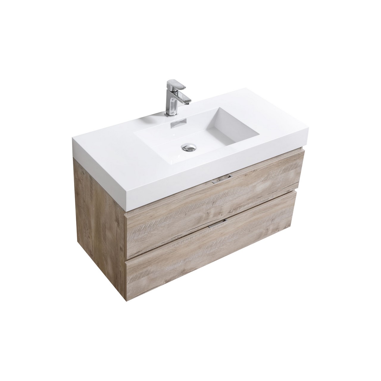 Bliss 40" Nature Wood Wall Mount Modern Bathroom Vanity