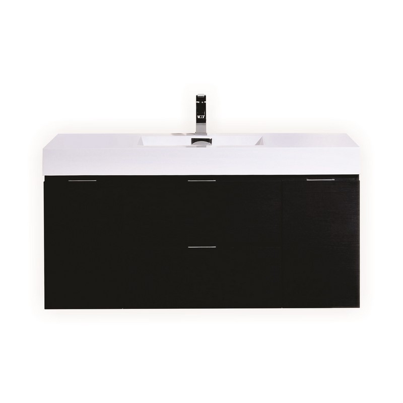 Bliss 48" Black Wall Mount Single Sink Modern Bathroom Vanity