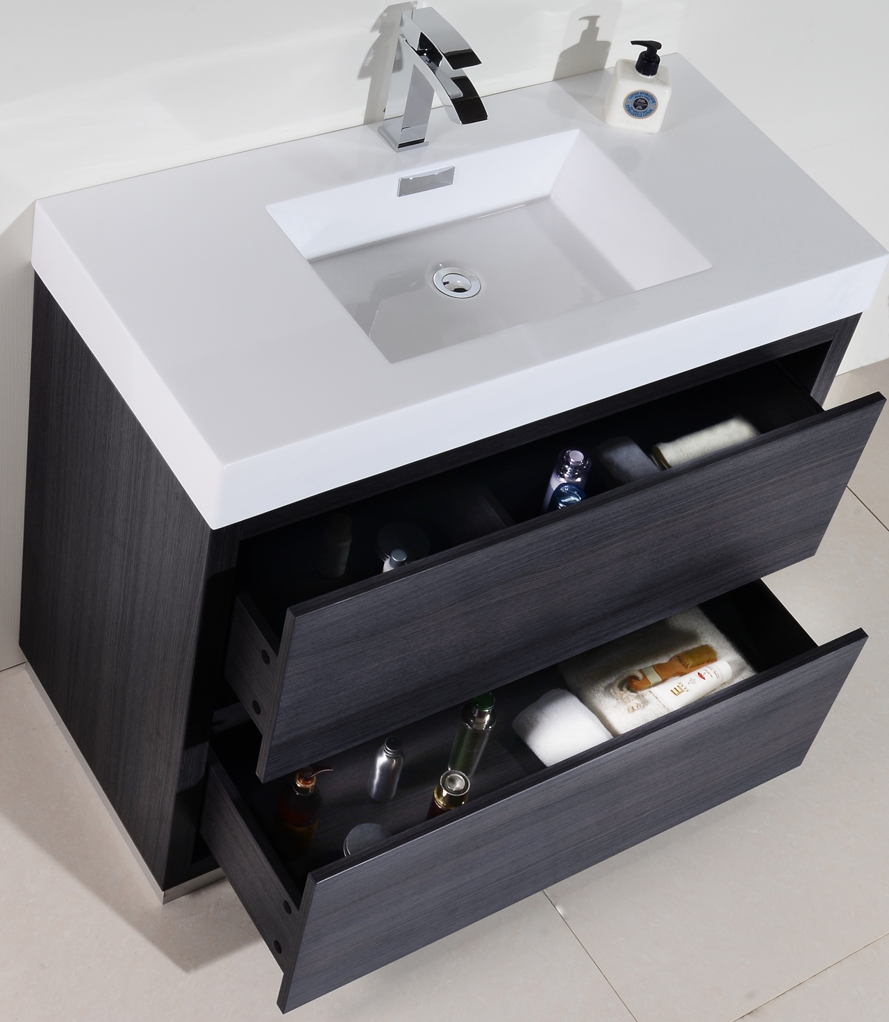 Bliss 40" Gray Oak Free Standing Modern Bathroom Vanity