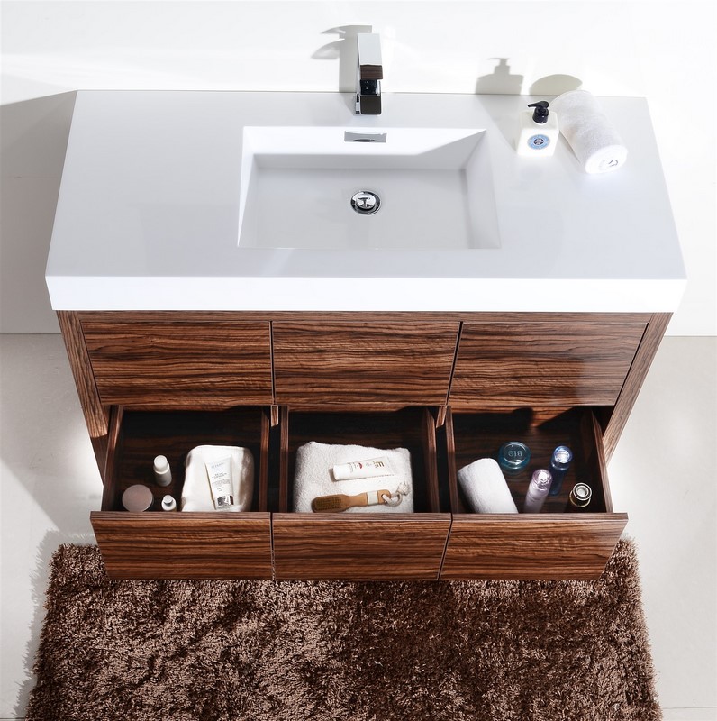 Bliss 48" Walnut Free Standing Modern Bathroom Vanity
