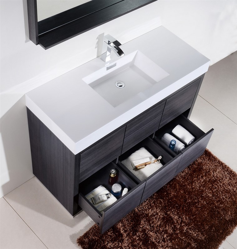 Bliss 60" Single Sink Gray Oak Free Standing Vanity