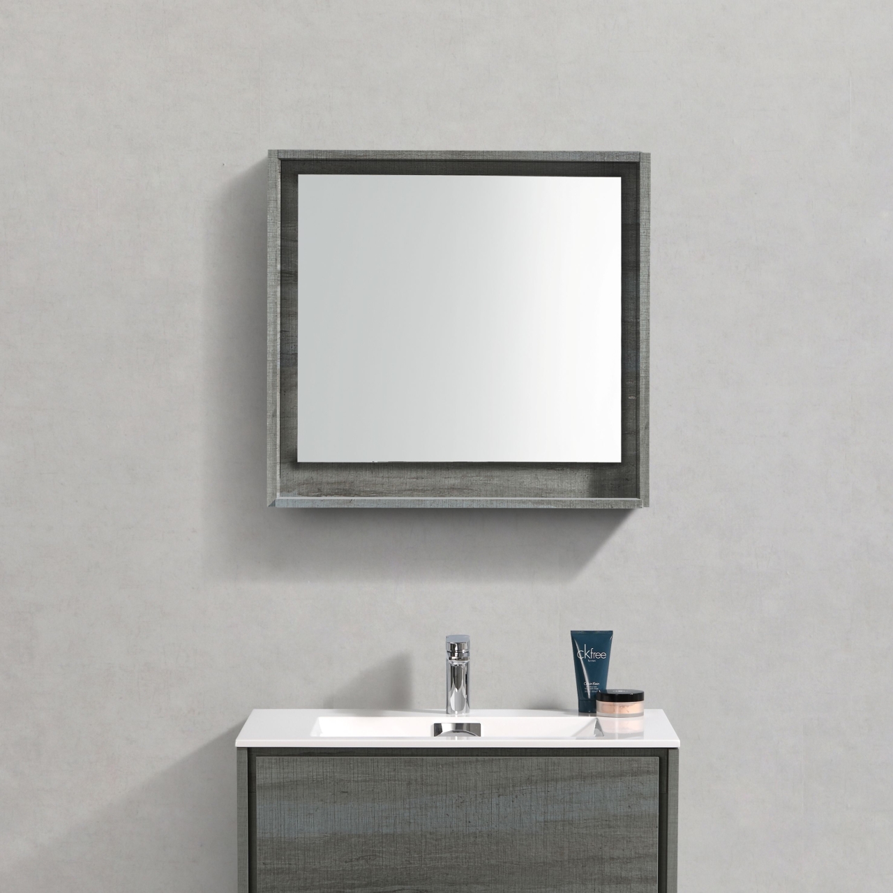 30" Wide Mirror w/ Shelf Ocean Gray KUBEBATH