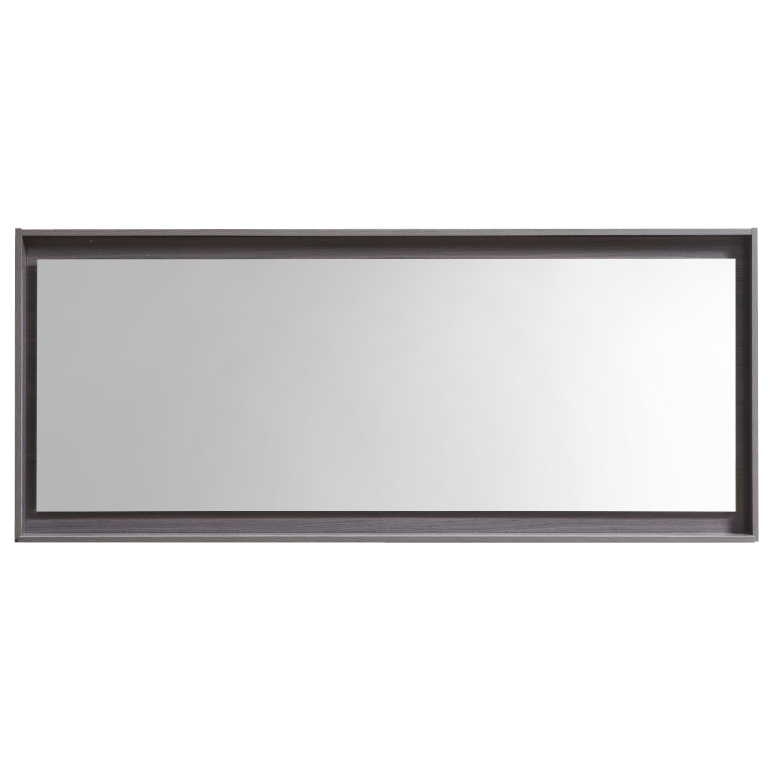 60" Wide Mirror w/ Shelf Gray Oak KUBEBATH