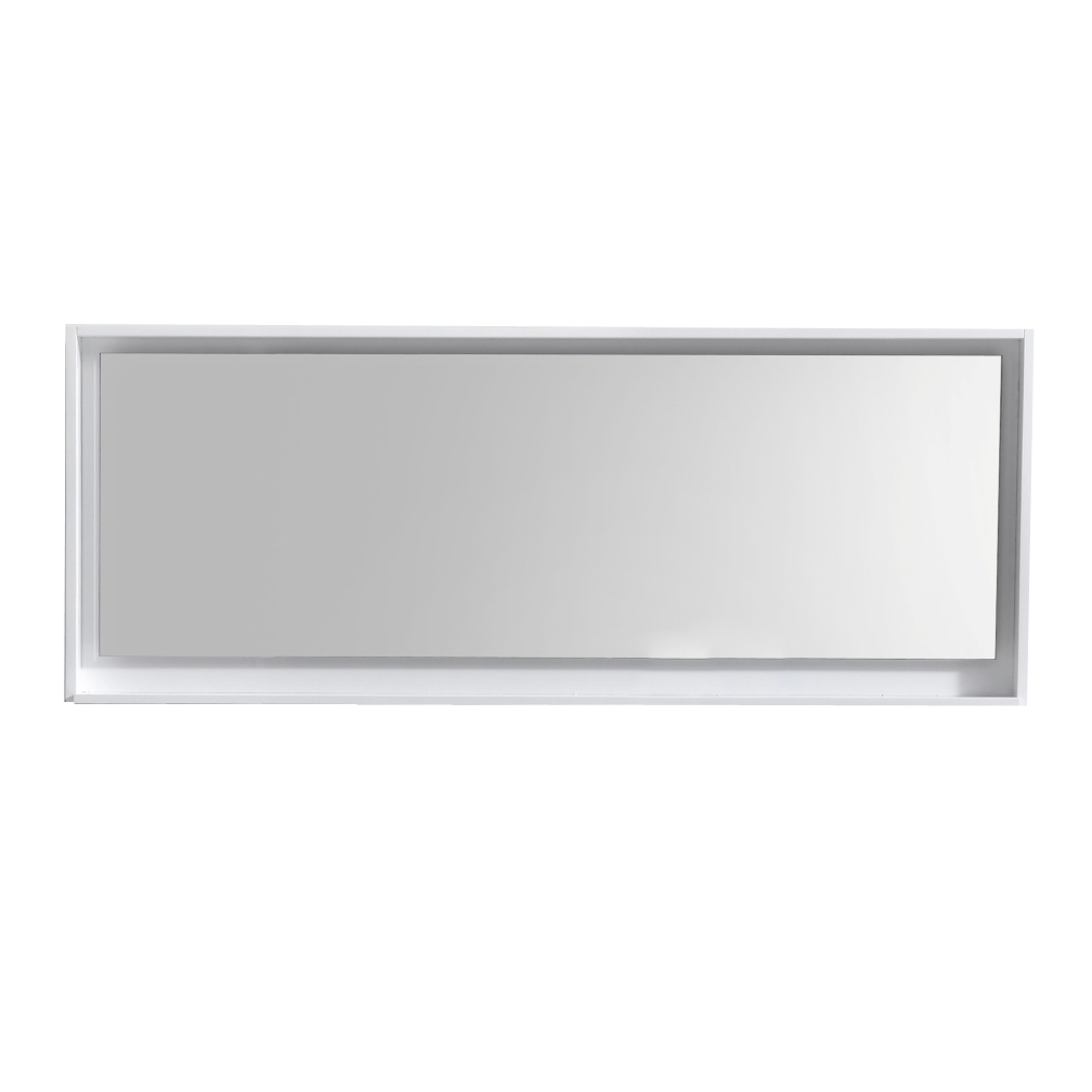 70" Wide Mirror w/ Shelf High Gloss White KUBEBATH