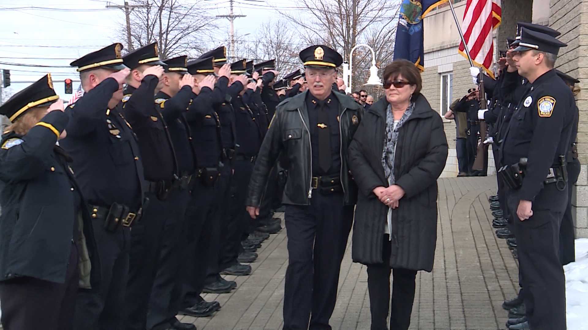South Portland police officers give final salute to