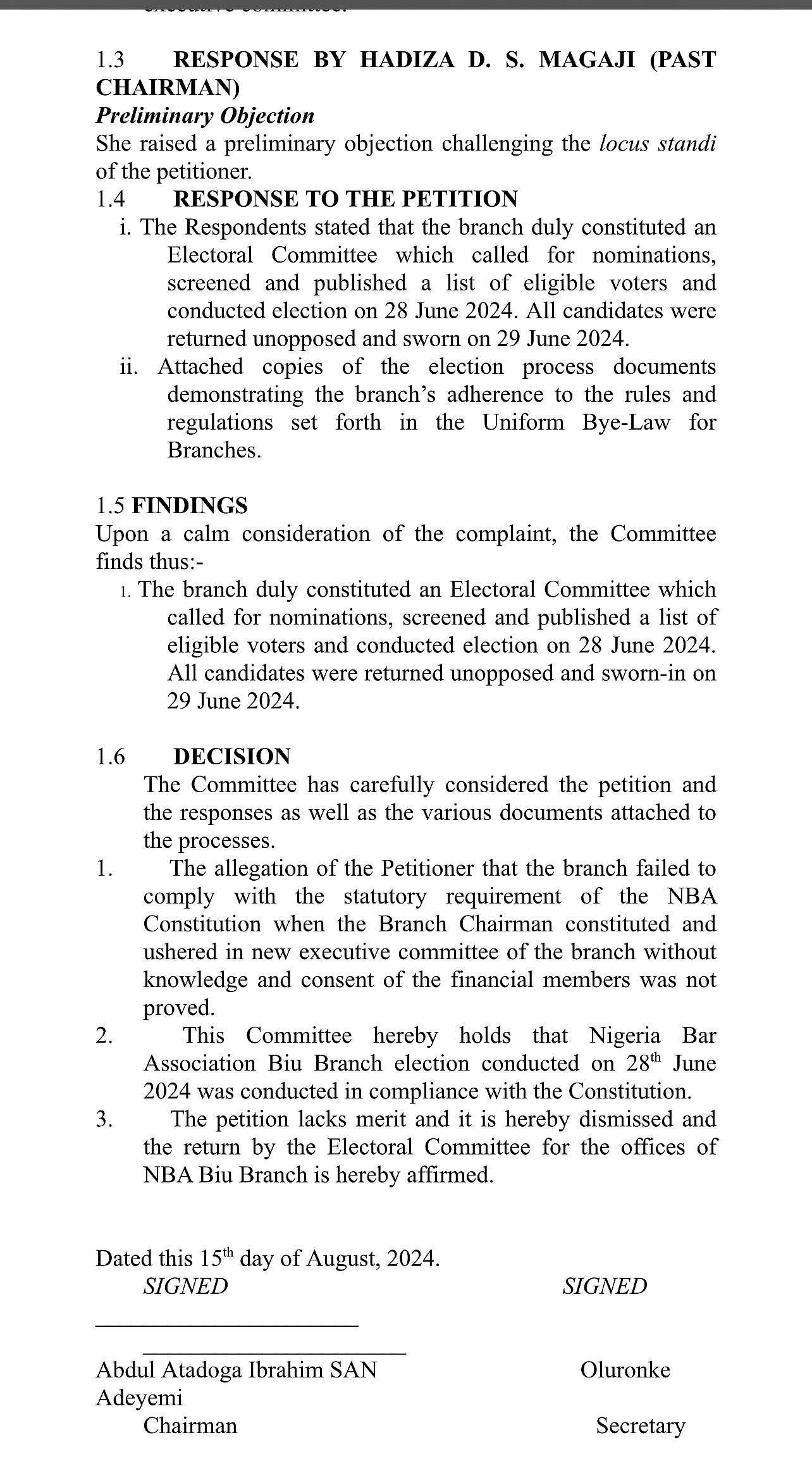 NBA Damaturu Branch Election Annulled By Appeal Committee. Kubwa