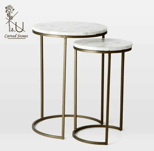 Set of Three Marble Tables K&U Carved Stones