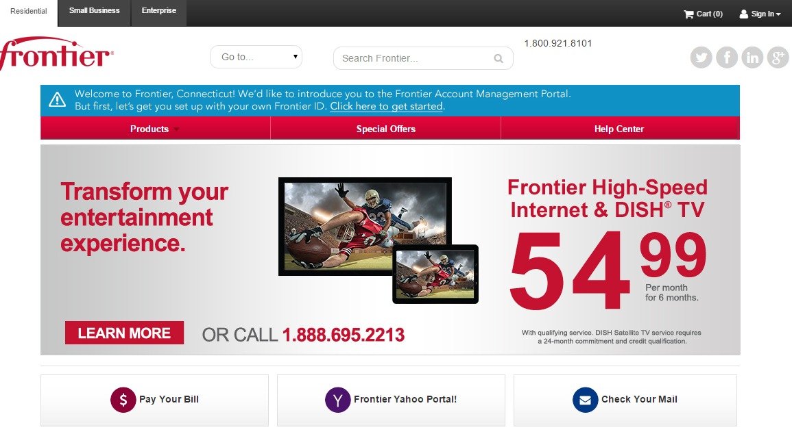 Pay Your Frontier bill with Credit Card Online