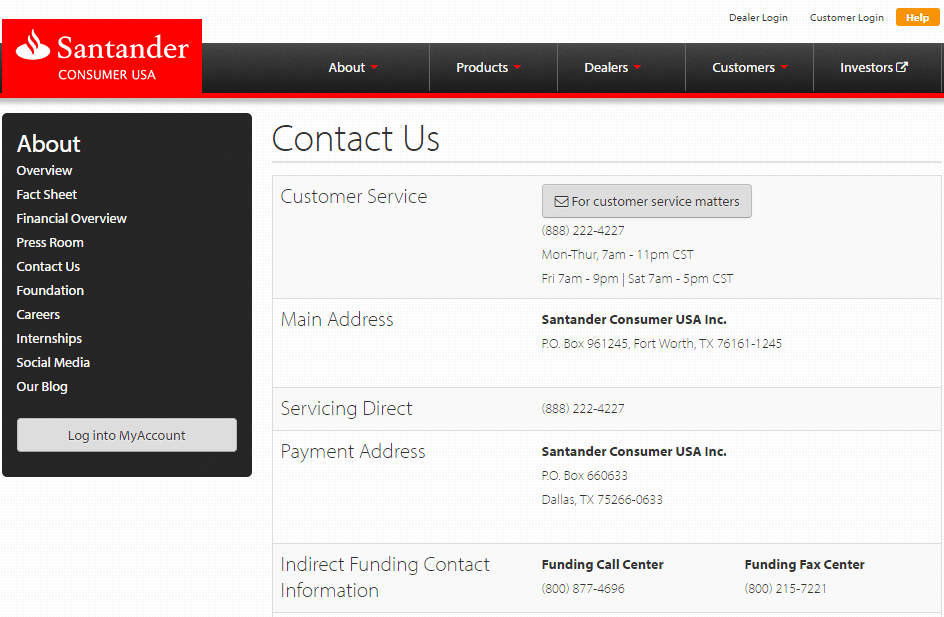 Santander Address For Insurance at Insurance