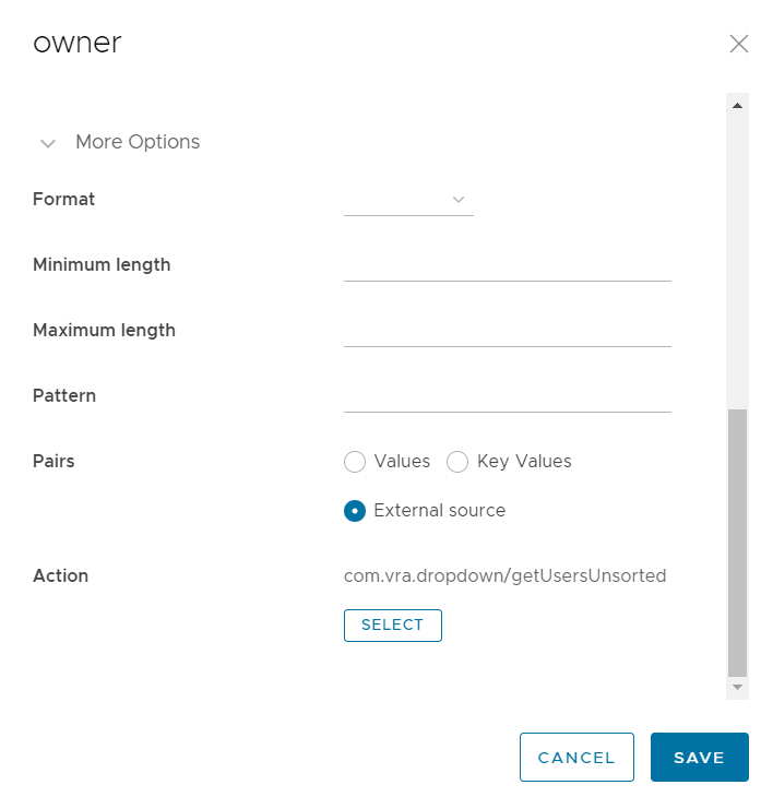 vRA8 External Inputs and Input Property Groups CMA