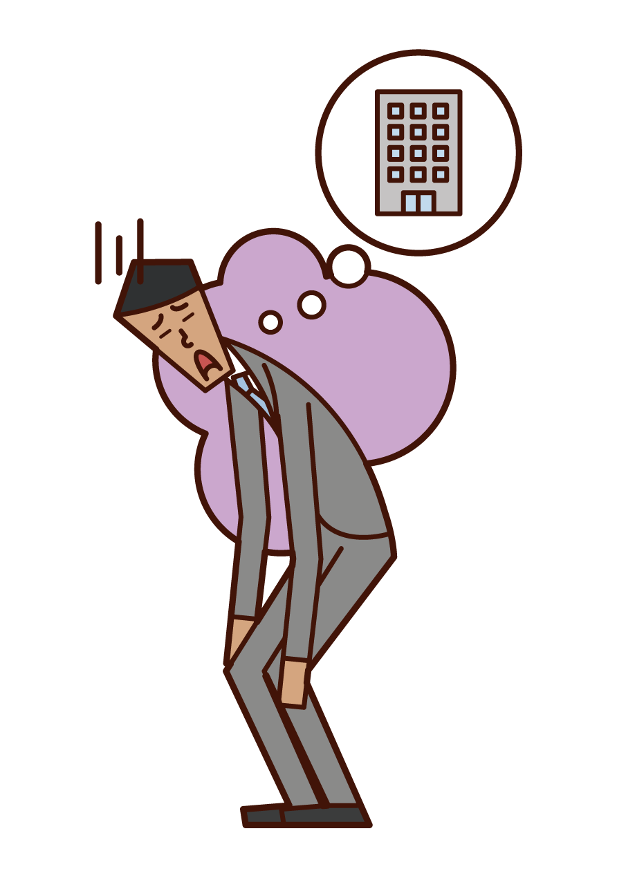 会社に行きたくない人（男性）のイラスト フリーイラスト素材 KuKuKeKe（ククケケ）