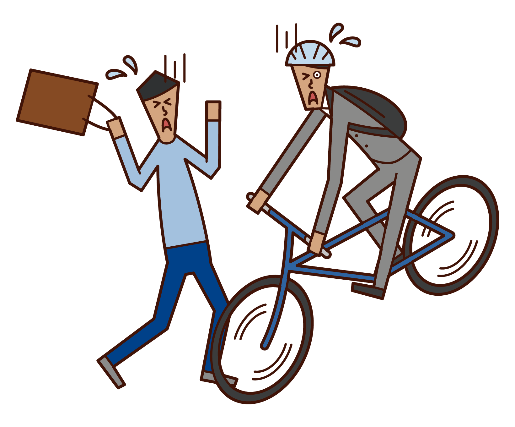 自転車で追突事故を起こす人（男性）のイラスト フリーイラスト素材集 KuKuKeKe
