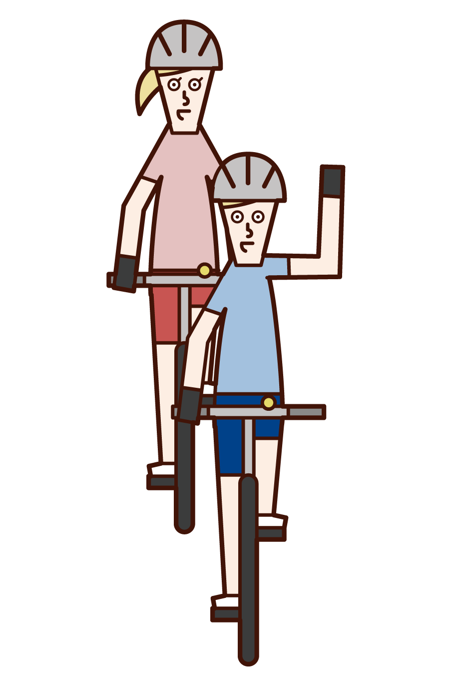 自転車の手信号・右折（男性）のイラスト フリーイラスト素材集 KuKuKeKe