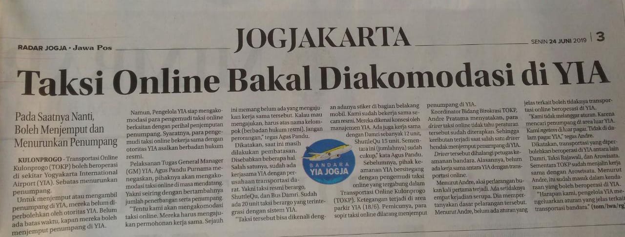 PEMKAB - Taksi Online Bakal Diakomodasi di YIA
