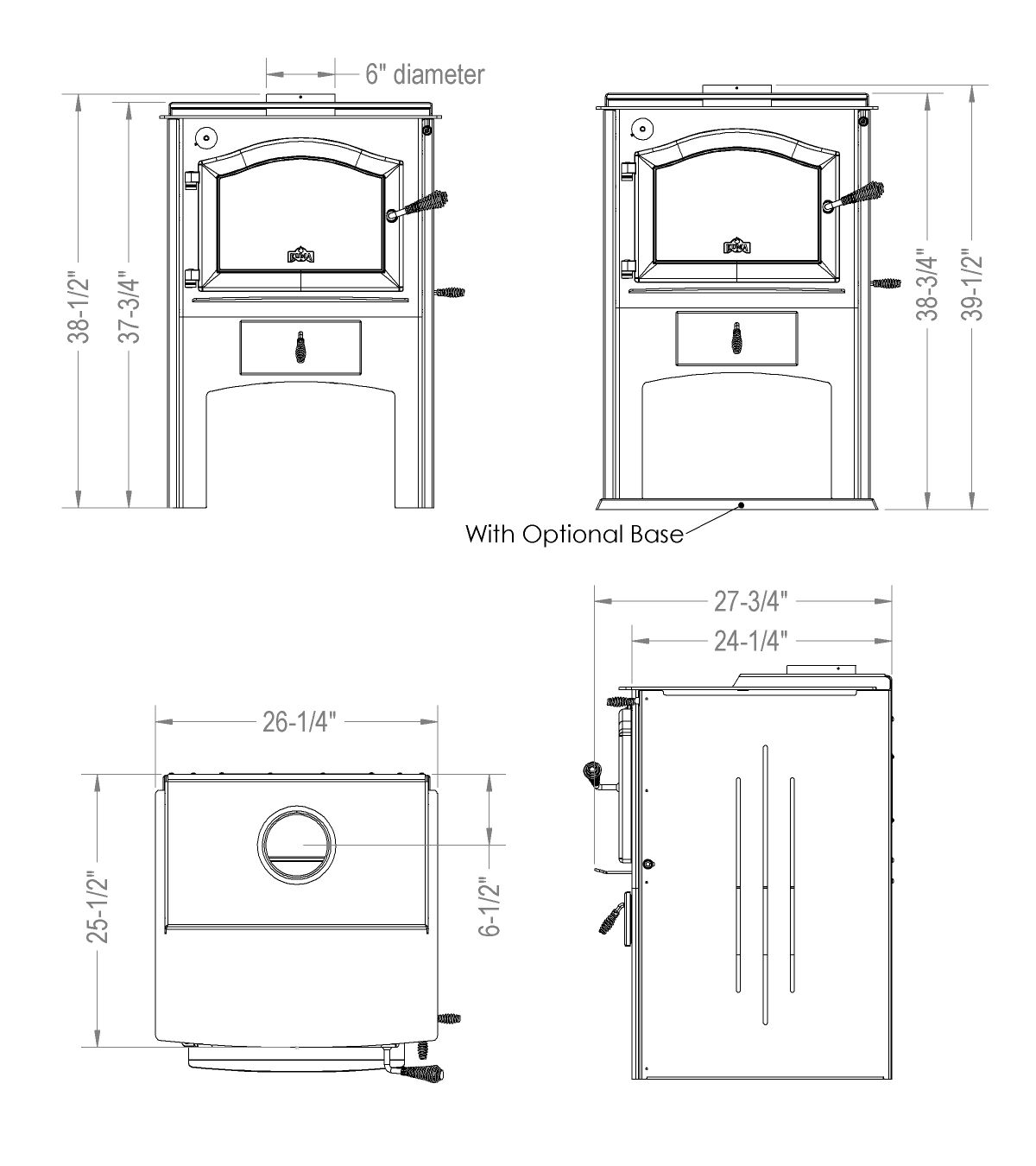 Cambridge LE1 Wood Stove and Fireplace from Kuma Stoves