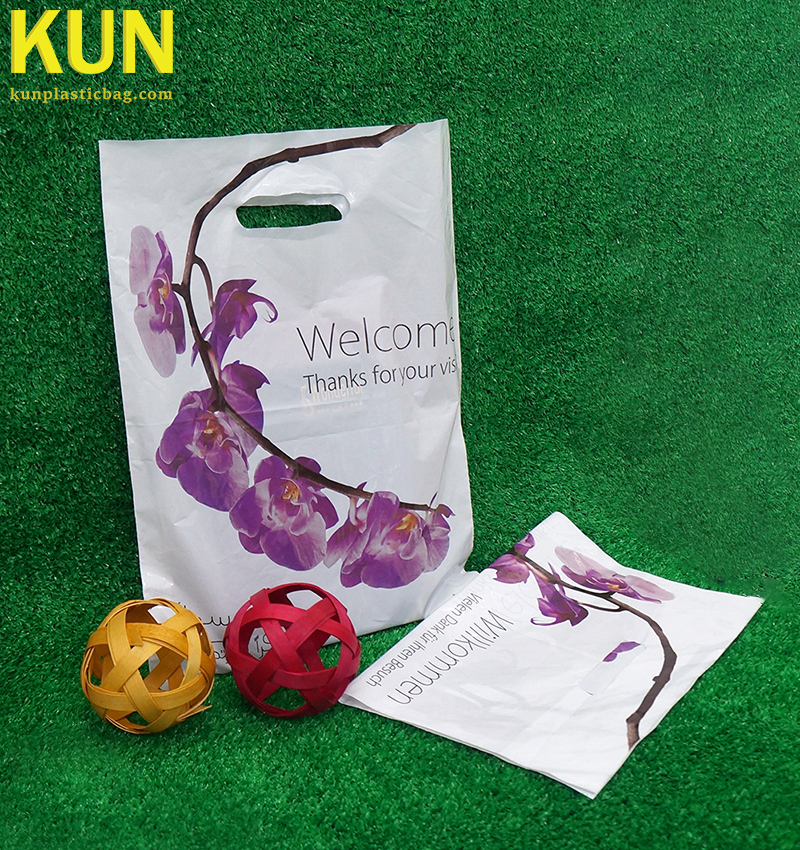 Custom Die Cut Plastic Handle Bag Kun Plastic Bag Company