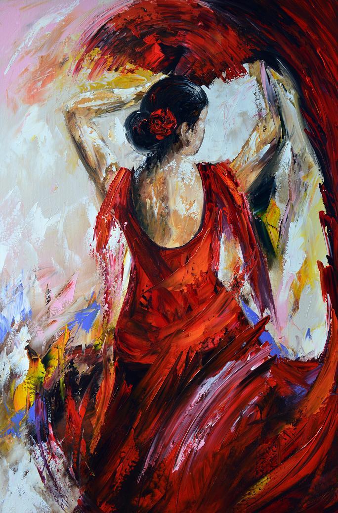 Flamenco Flamenco, Malerei von Gena Theheartofart bei