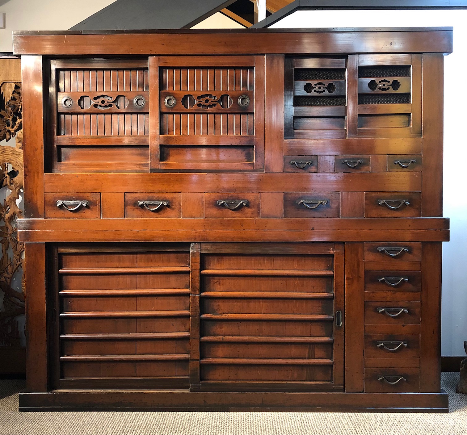 Japanese Antique Kyoto Mizuya kitchen Tansu Chest. Kuraya
