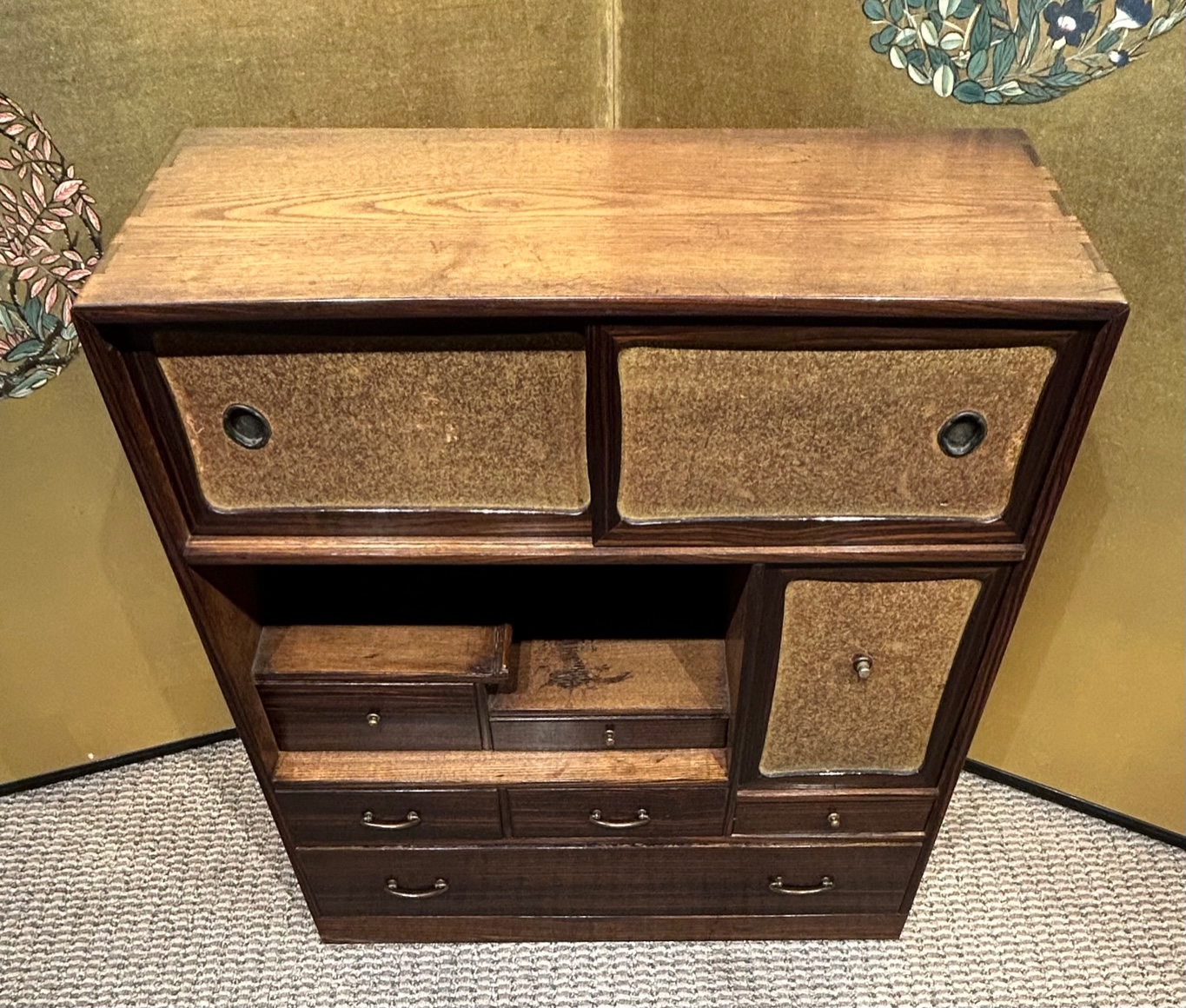 Antique Japanese Cha Tansu Tea Chest Kuraya