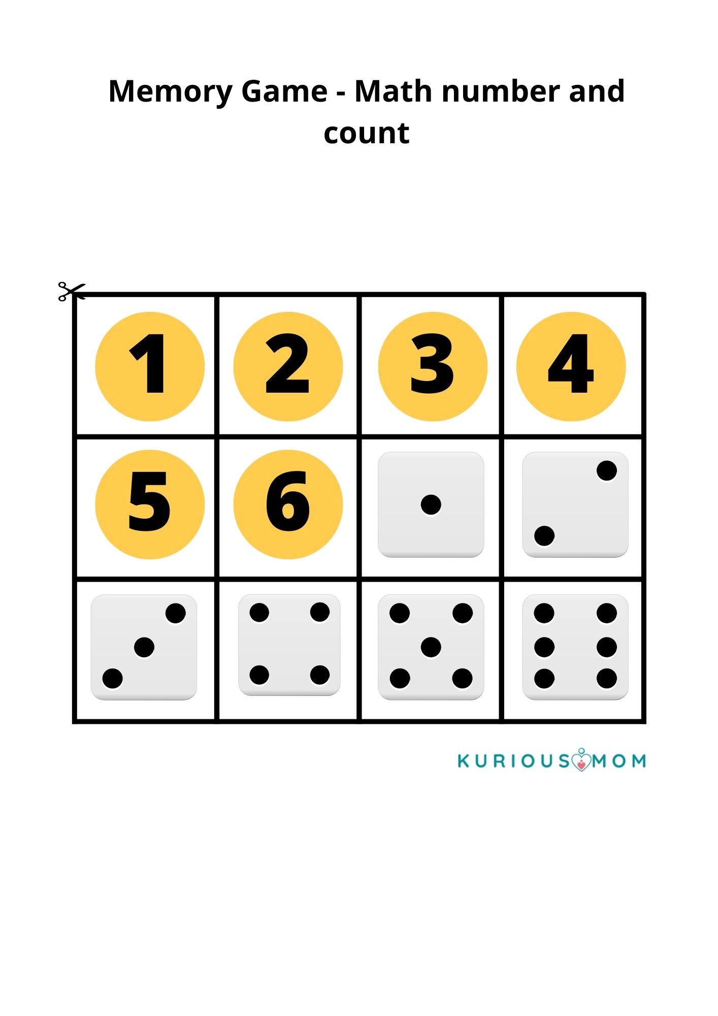 Number Memory game for kids KuriousMom