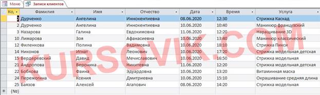 Курсовая работа "Салон красоты" на MS Access 2013 (Аксес) Программа и
